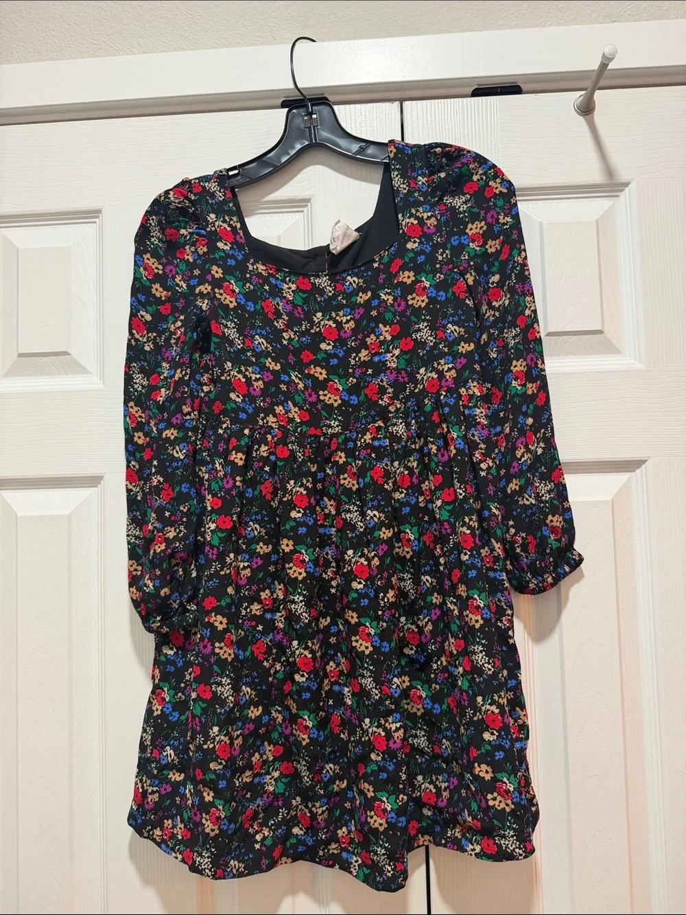 GAP Girls Black Floral‎ Long-Sleeve Dress LARGE